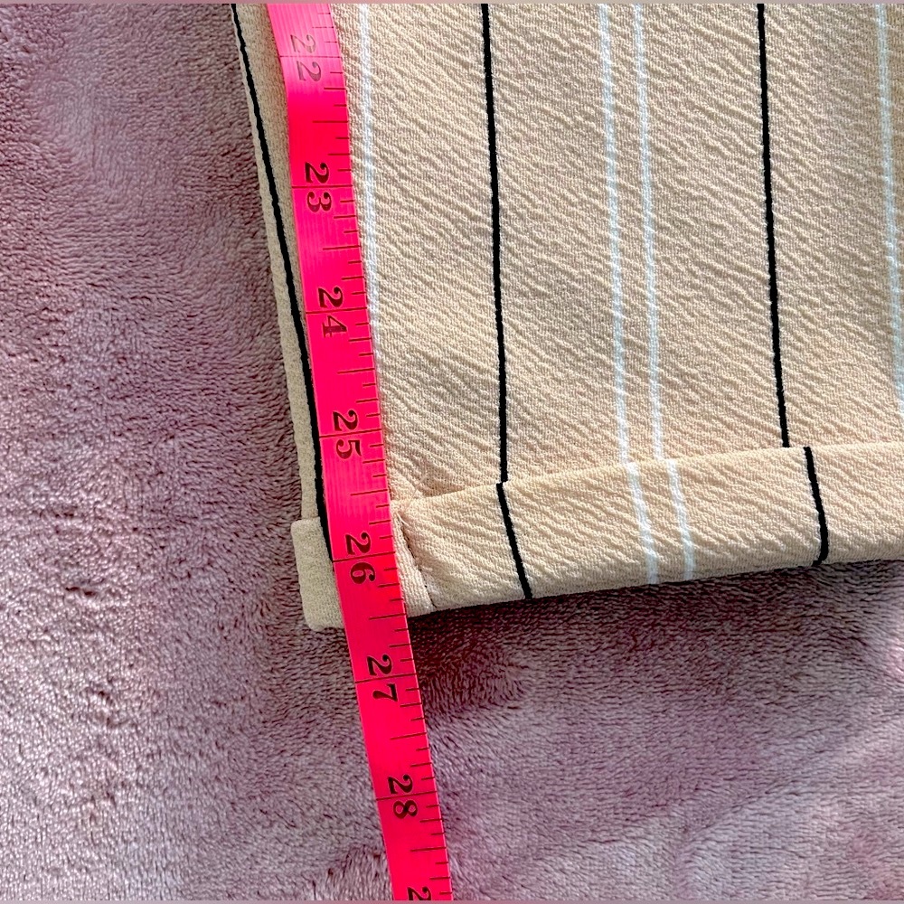 No Comment Pinstripe Gathered Waist Tie Belt Salmon Pink Pinstripe Dress Pants - Picture 8 of 9